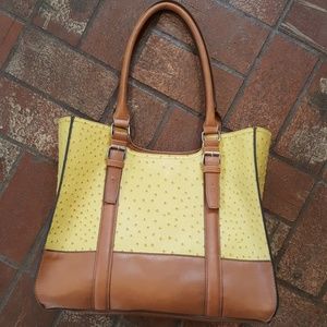 Mustard ostrich look satchel